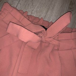 Salmon pink flowy tie up pant from Zara